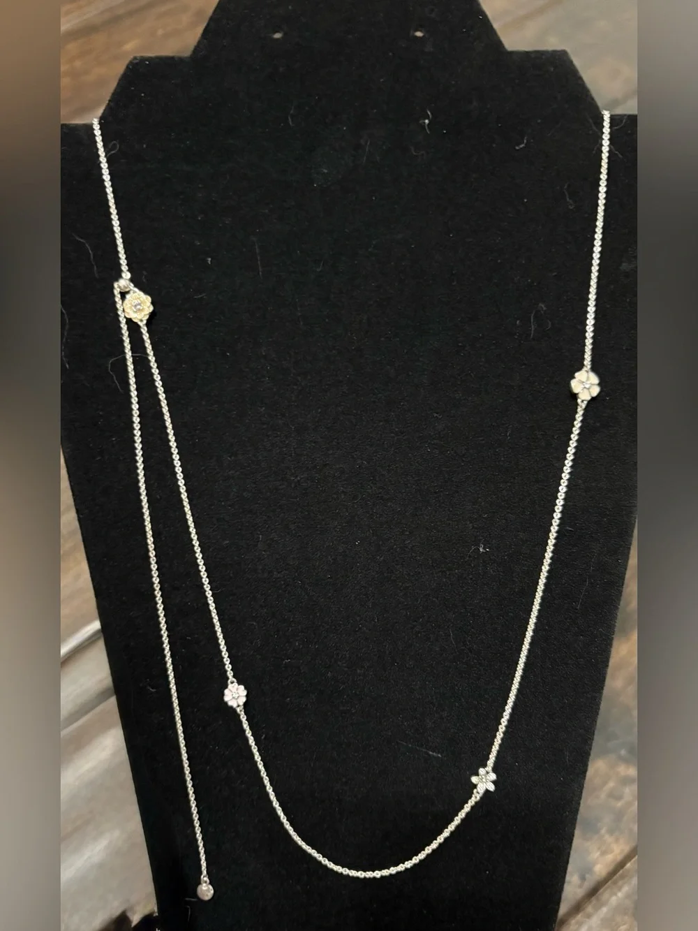 Pandora Sterling 925 Silver Poetic Blooms Bolo Necklace 590518ENMX-.22